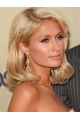 Shining Blonde Wavy Shoulder Length Lace Front Human Hair Women Paris Hilton Wigs