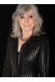 Mature Shoulder Length Wavy Hand Tied Grey Synthetic Women Wigs 