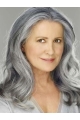 Wavy Shoulder Length Lace Front Human Hair Grey Wigs for Lady