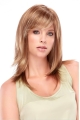 Blonde Wavy With Bangs Shoulder Length Lace Front Synthetic Women Wigs