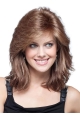 Perfect Brown Wavy With Bangs Capless Synthetic Women Wigs