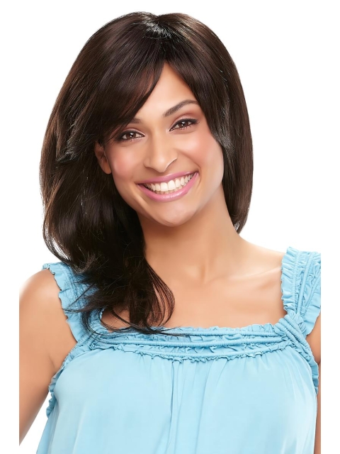 Comfortable Medium Wavy Black Lace Front Synthetic Women Wigs