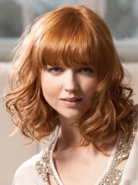 Nice Blonde Wavy Shoulder Length Capless Synthetic Women Wigs