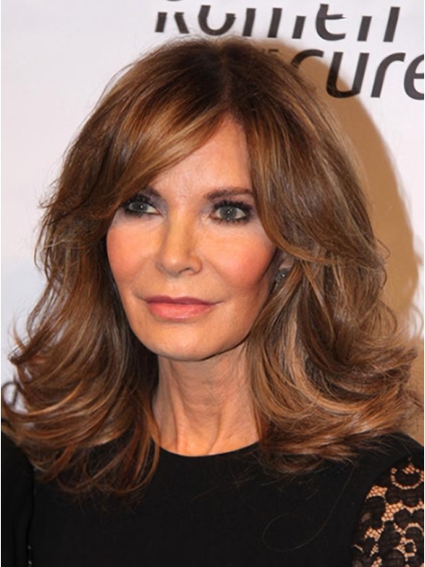 High Quality Shoulder-length Layered Wavy Lace Human Hair Jacklyn Smith Women Wig