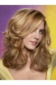 Flexibility Blonde Wavy Shoulder Length Lace Front Synthetic Women Wigs