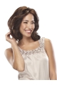 Convenient Auburn Wavy Shoulder Length Remy Human Hair Lace Women Wigs