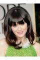 Affordable Wavy Shoulder Length With Bangs Lace Front Human Hair Celebrity Women Wigs