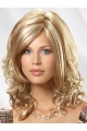 Beautiful Blonde Wavy Shoulder Length Lace Front Human Hair Women Wigs