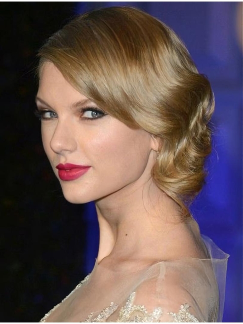 Flexibility Blonde Wavy Shoulder Length Human Hair Taylor Swift Wigs For Women