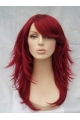 Amazing Red Wavy Shoulder Length Capless Human Hair Women Wigs