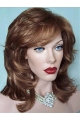 Easy Medium Wavy With Bangs Lace Front Synthetic Women Wigs