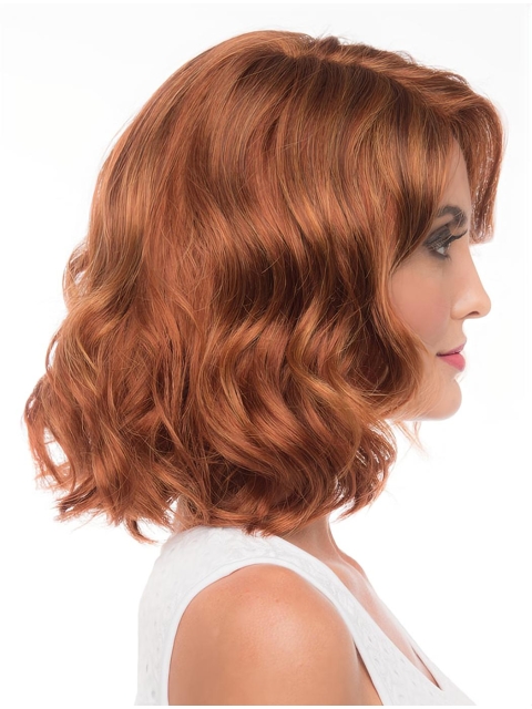 Fabulous Shoulder Length Wavy Red Nice Layered Wigs