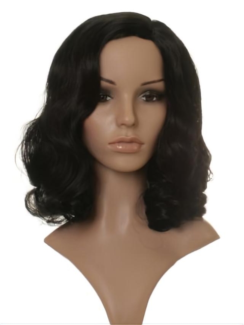 Amazing Black Wavy Shoulder Length Celebrity Wigs