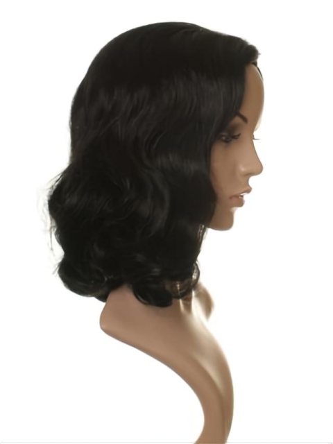 Amazing Black Wavy Shoulder Length Celebrity Wigs