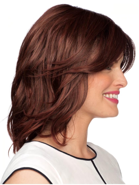 Great High Quality Auburn Wavy Shoulder Length Lace Front Synthetic Women Wigs