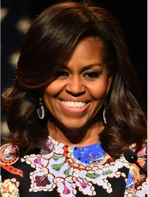 Fashion Shoulder Length Wavy Lace Front Human Hair Michelle Obama Wigs