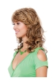 Classic Nice Blonde Wavy With Bangs Capless Medium Synthetic Wigs For Lady