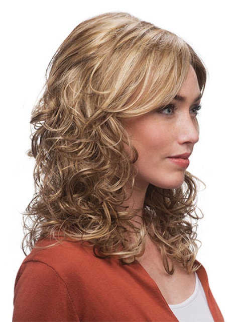 Gorgeous Blonde Wavy Capless Medium Synthetic Wome Wigs