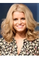  Bouncy and Smart Mid-length Wavy Lace Human Hair Jessica Simpson Wig
